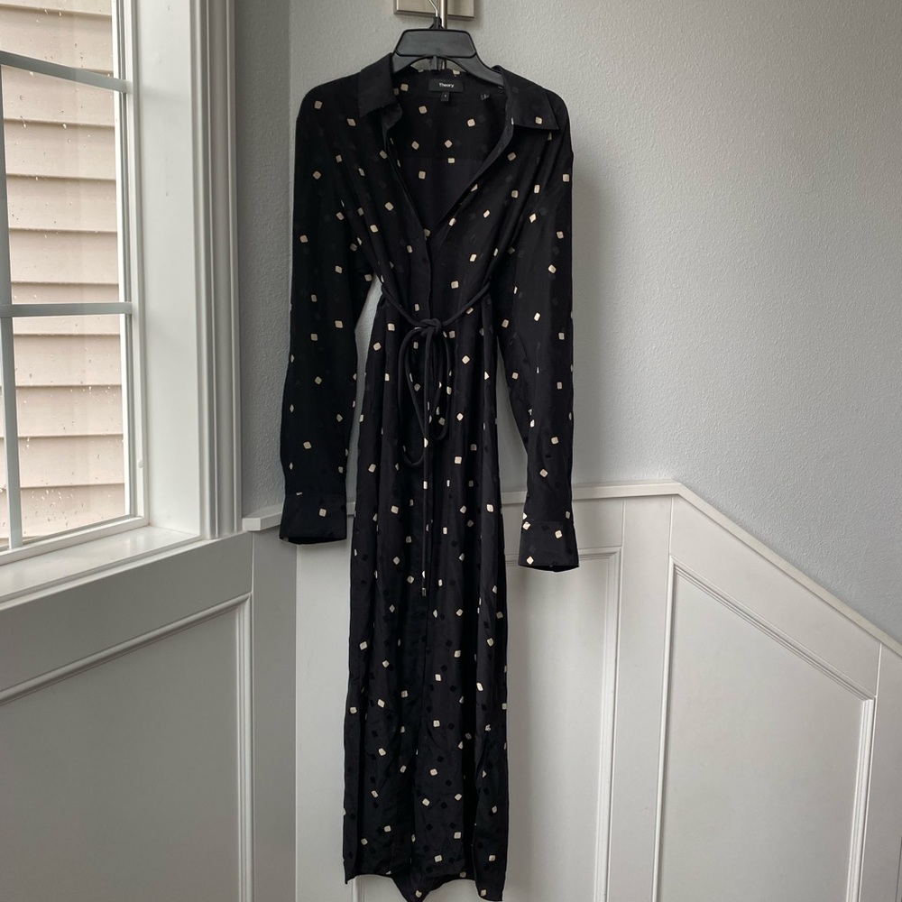 Theory black speckled midi dress